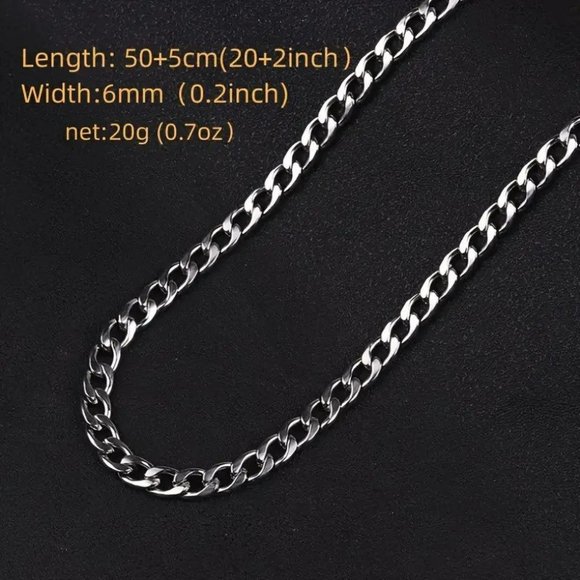 "Dad" Stainless Steel Curb Chain Necklace 20" Gift Box - Picture 3 of 4